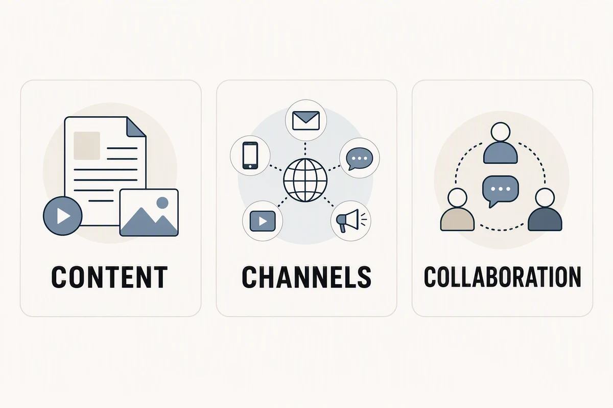 Compare the content workflow, the channels you need, and the collaboration model before choosing a plan. AI-generated infographic.