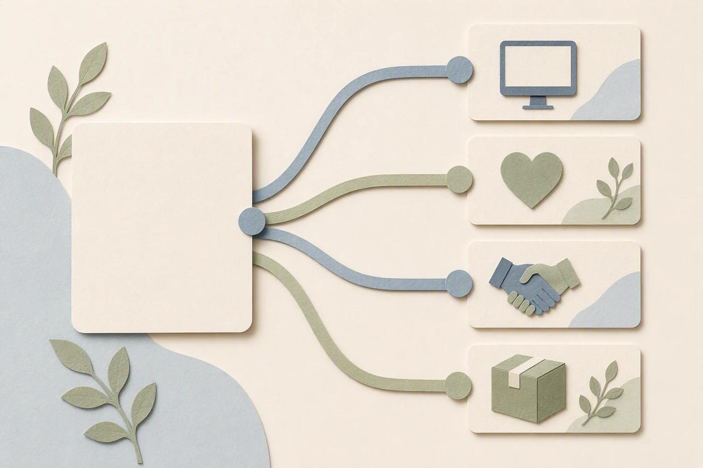 A single content idea branches into four separate income-model paths.