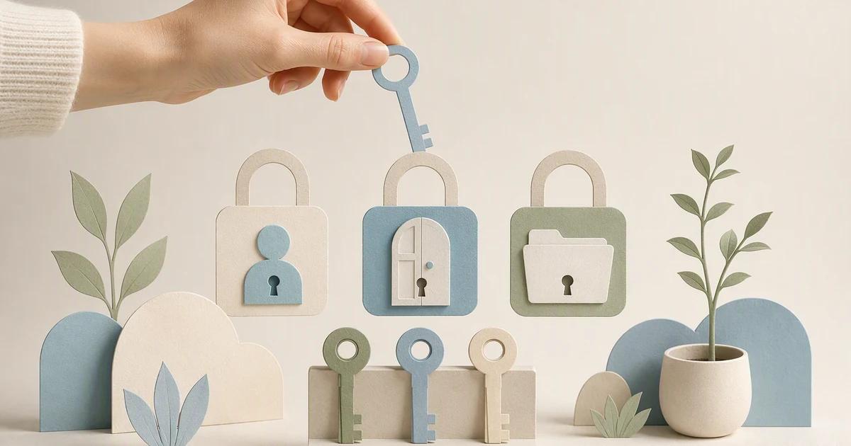 Three locks distinguish account login, channel identity, and permissions.