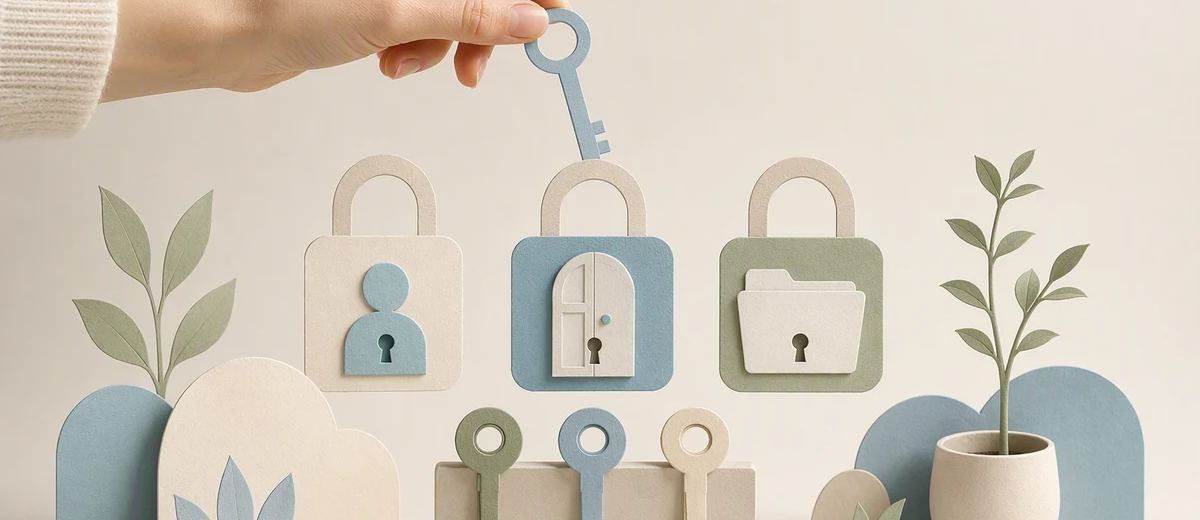 Three locks distinguish account login, channel identity, and permissions.