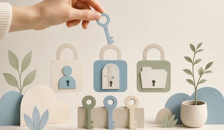Three locks distinguish account login, channel identity, and permissions.