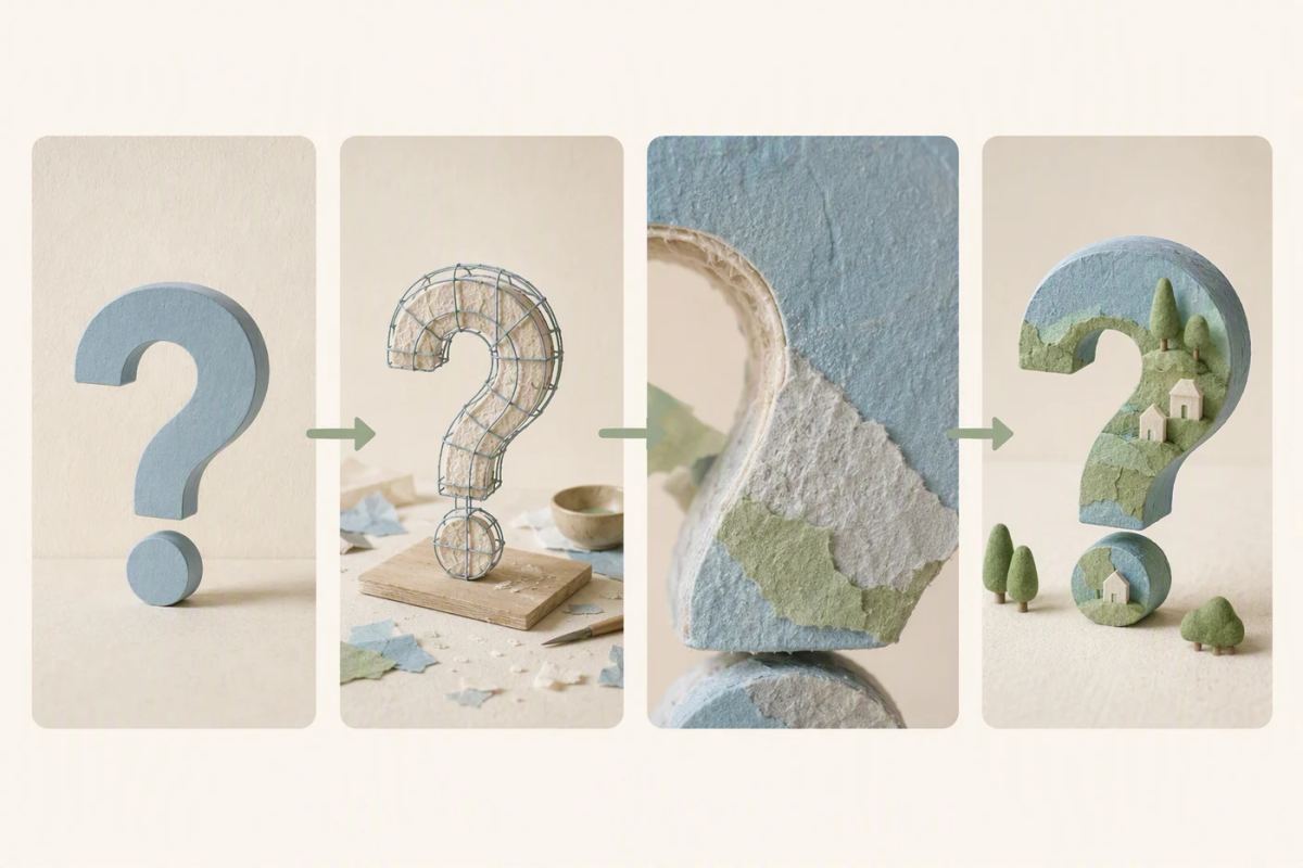 A storyboard moves from a question to demonstration, evidence, and result.