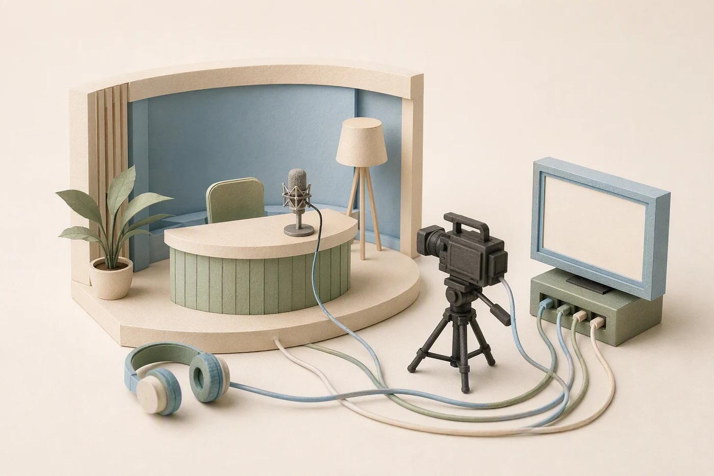 A small broadcast setup is prepared for a private technical rehearsal.