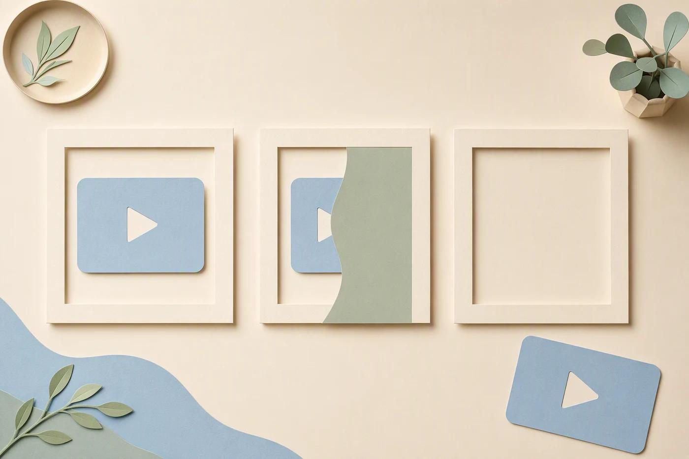Three separate paper video cards appear visible, behind a privacy screen, and absent from a frame.