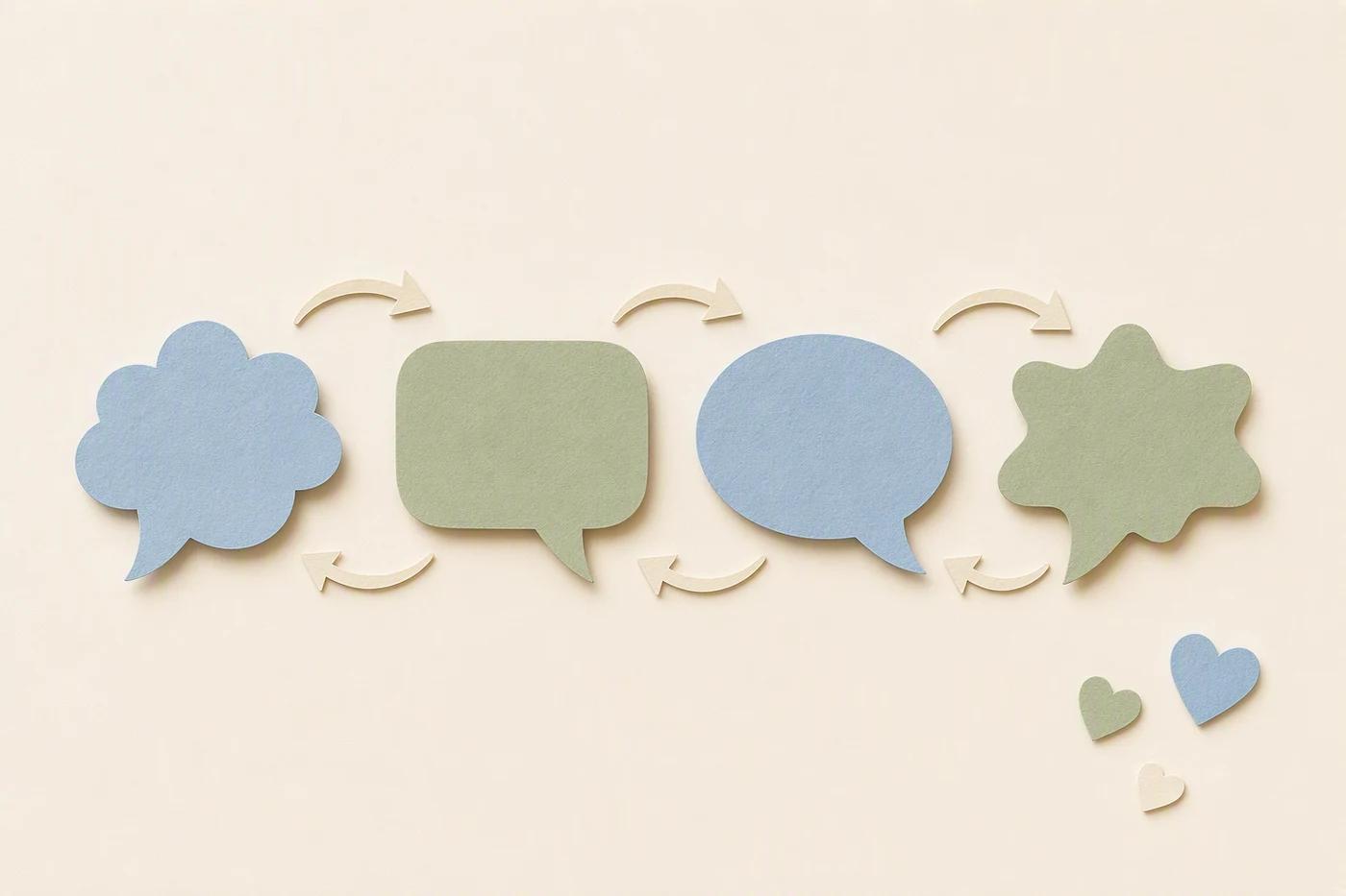 A conversation board connects useful questions to helpful replies rather than popularity tokens.