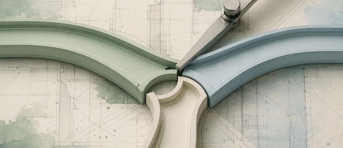 Three interlocking tracks aligned with a small metal adjustment tool