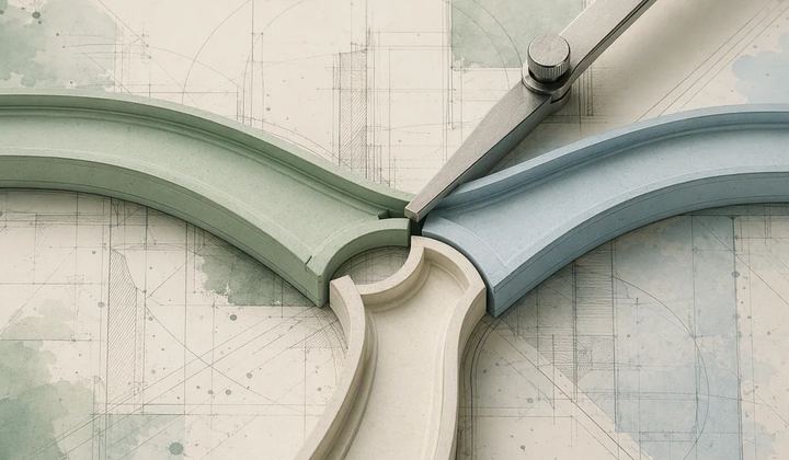 Three interlocking tracks aligned with a small metal adjustment tool
