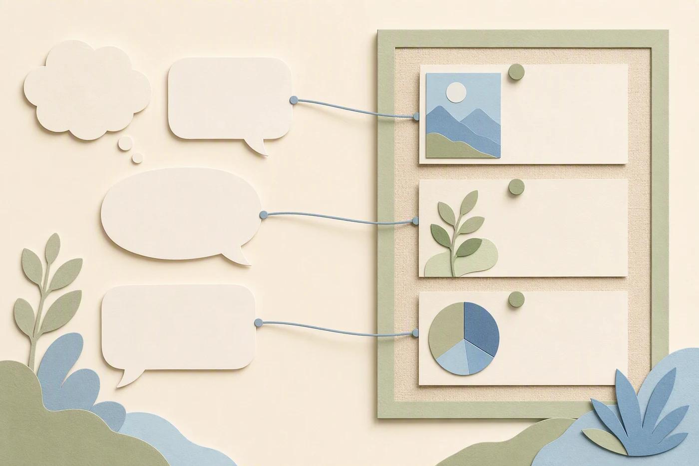 Audience question cards feed into a compact weekly content board.
