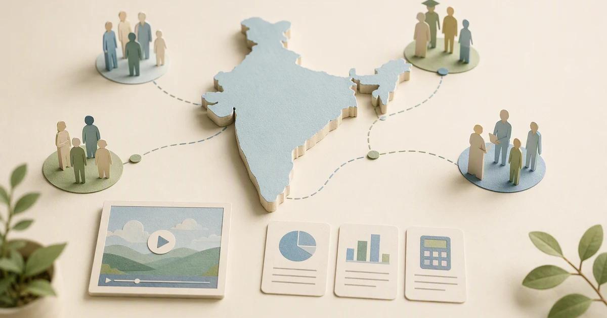 A video planning desk connects an India silhouette with several audience groups.