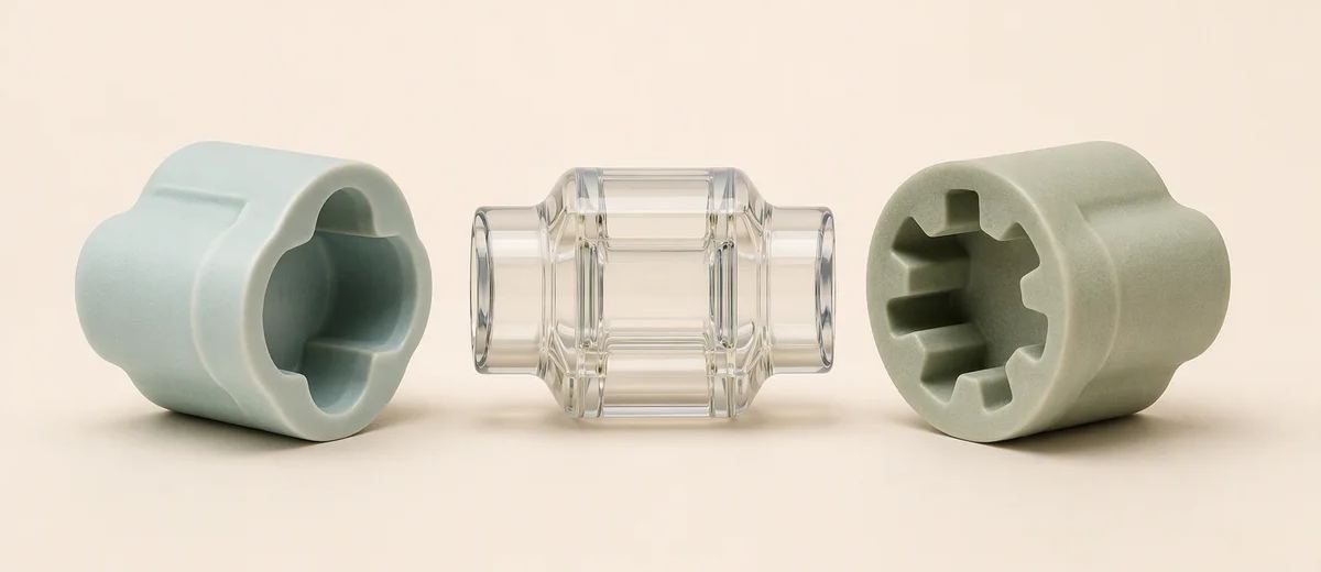 Different connector profiles and an adaptable joint representing protocol compatibility.