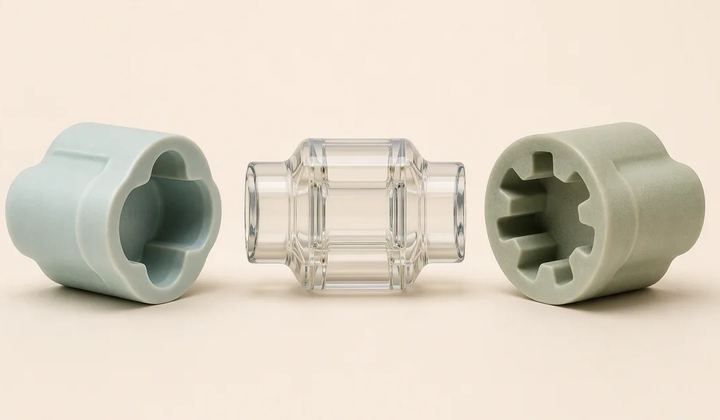 Different connector profiles and an adaptable joint representing protocol compatibility.