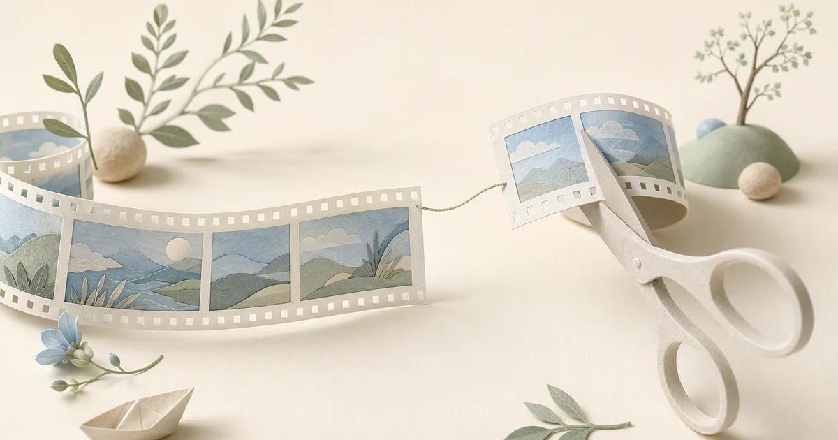 A short film segment remains connected to its original strip.