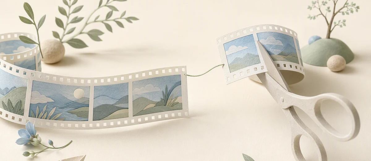 A short film segment remains connected to its original strip.