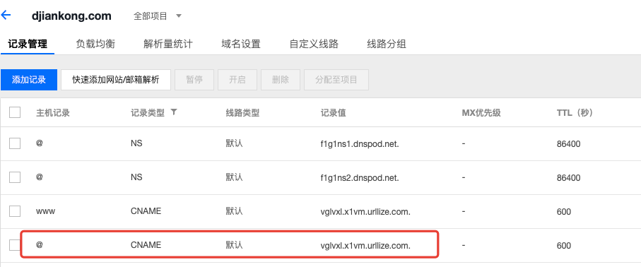 DNS 解析设置成功示例