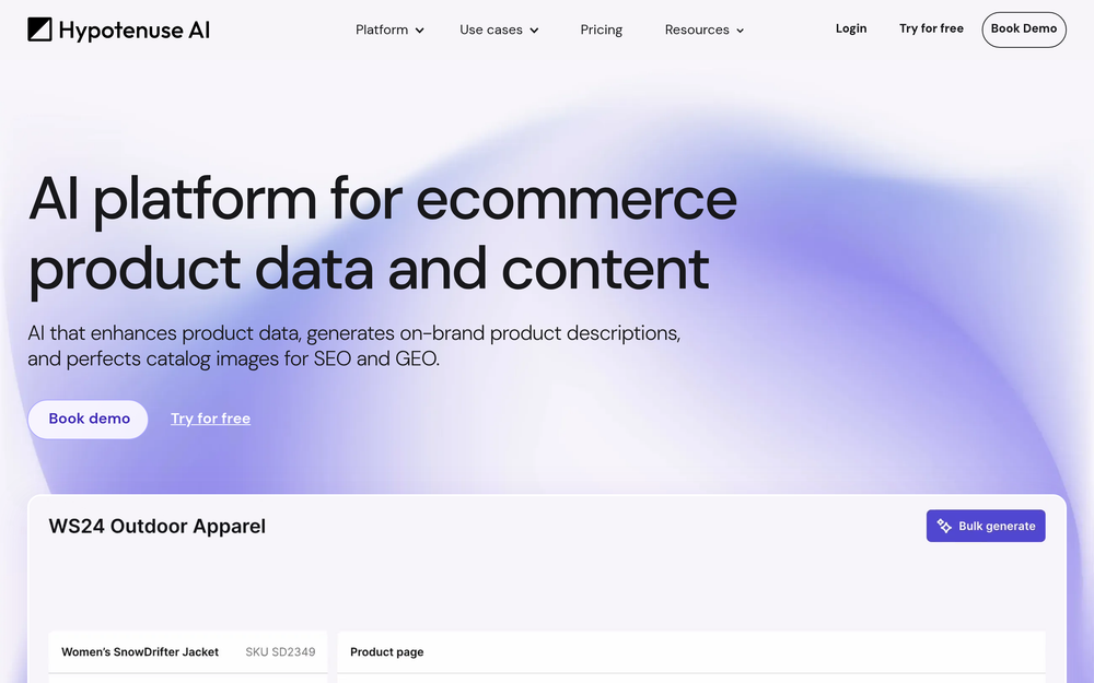 Hypotenuse AI website preview