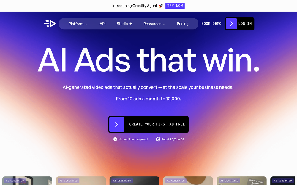 Creatify website preview