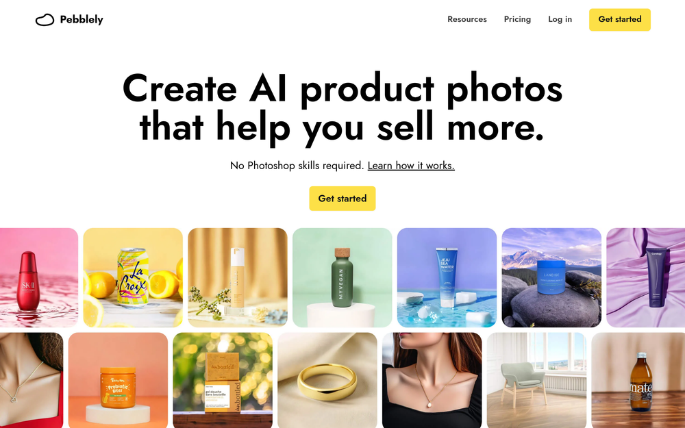 Pebblely website preview