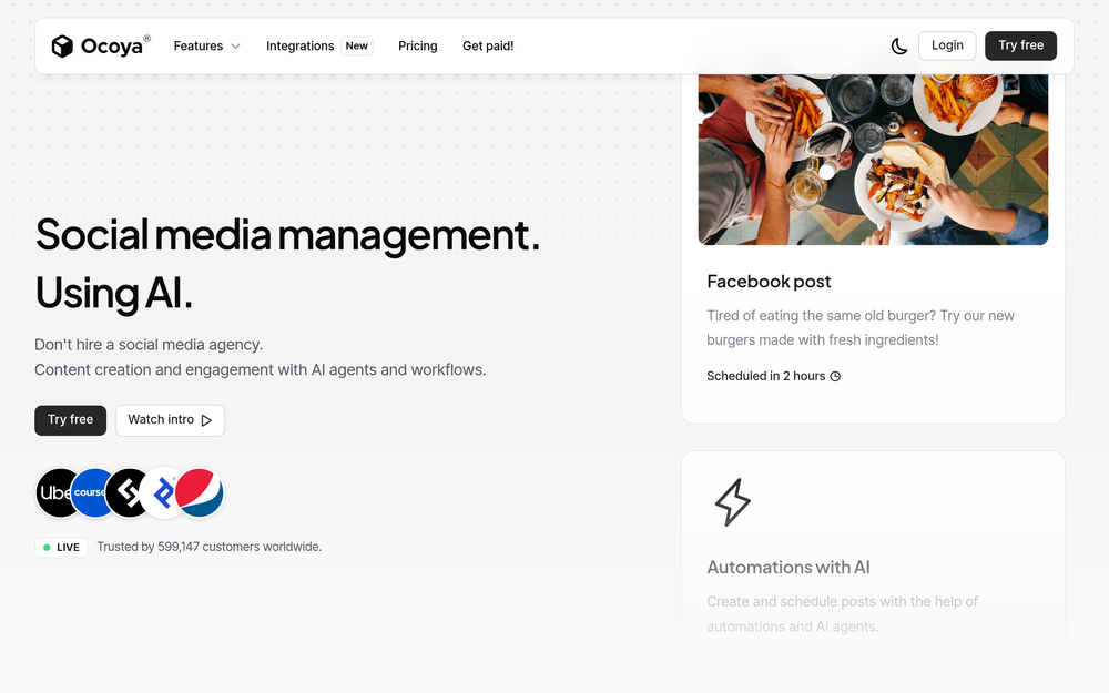 Ocoya website preview