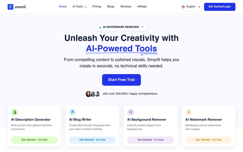 Smartli website preview