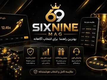 تصویر شاخص با طراحی مشکی و طلایی شامل لپتاپ، گوشی هوشمند، نمودار ضریب، جام قهرمانی و آیکونهای بررسی اعتبار، مقایسه ویژگیها، پشتیبانی و امکانات برای انتخاب آگاهانه پلتفرمهای آنلاین. تصویر شاخص با طراحی مشکی و طلایی شامل لپتاپ، گوشی هوشمند، نمودار ضریب، جام قهرمانی و آیکونهای بررسی اعتبار، مقایسه ویژگیها، پشتیبانی و امکانات برای انتخاب آگاهانه پلتفرمهای آنلاین.