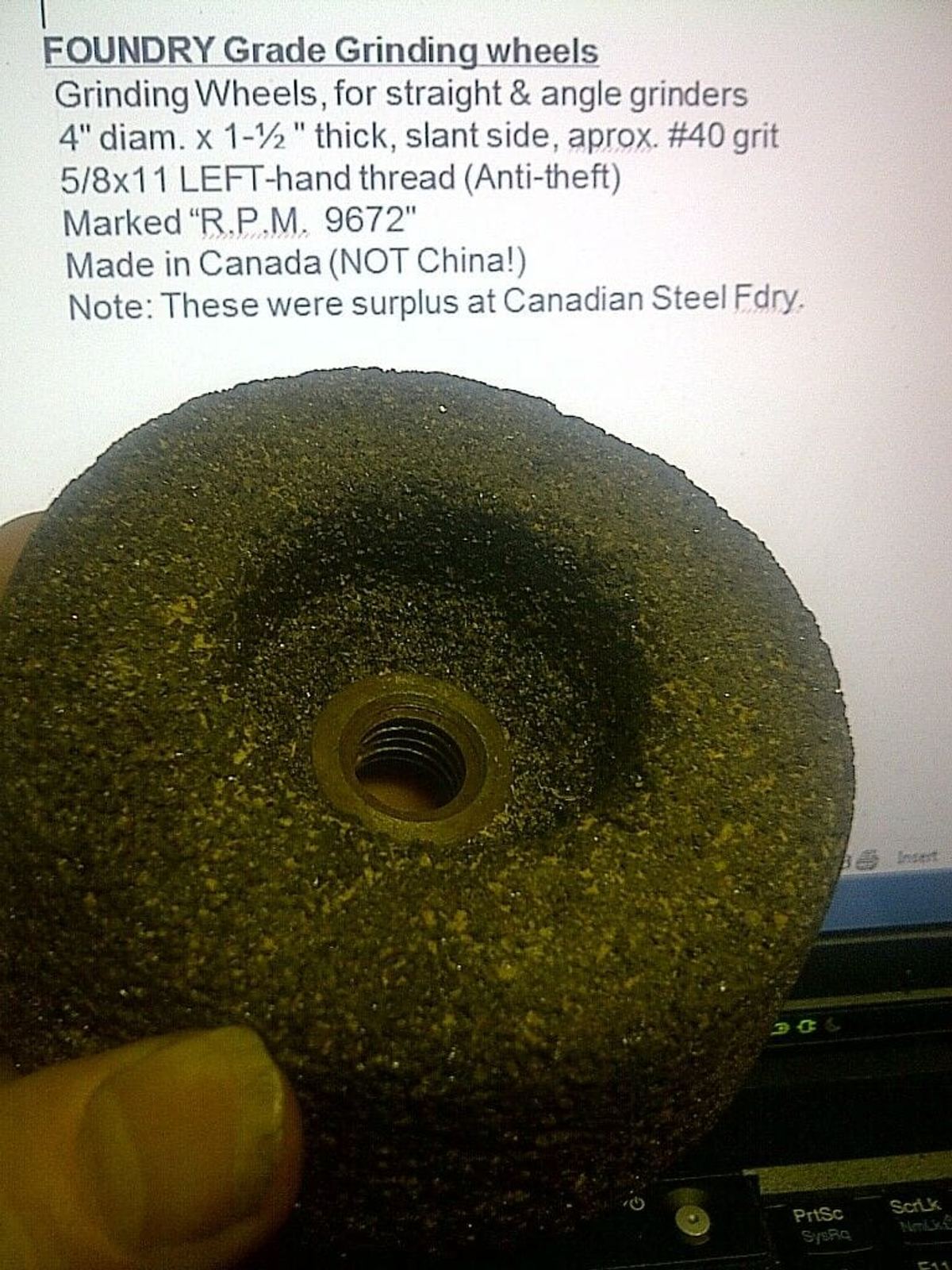 GRINDING WHEELS, New! - 4" solid, foundry, welding etc.; steel Core, 1/2 PRICE