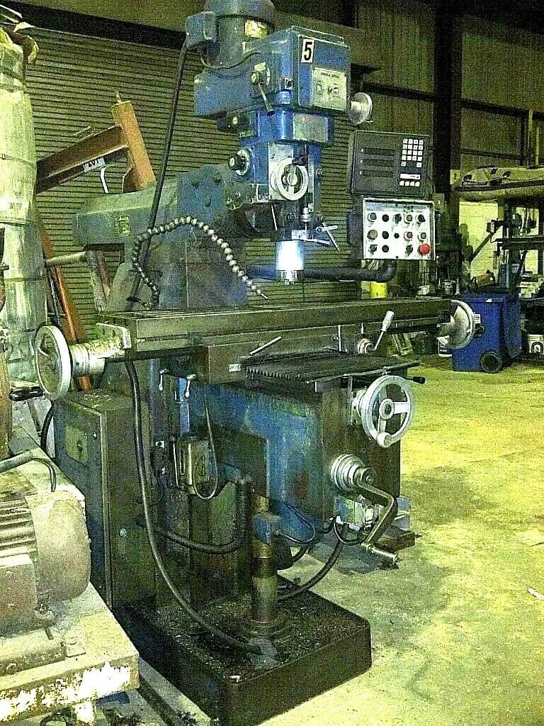 Milling machine vert 10x50 First Bridgeport type 40 spdl 3 ax Feeds DRO