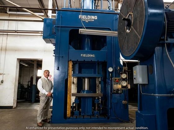 335+ Ton, Deep draw, Hydraulic press, 48 in. stroke, ‘Fielding’ v. good Brit. press.- (Like Minster) - REDUCED!