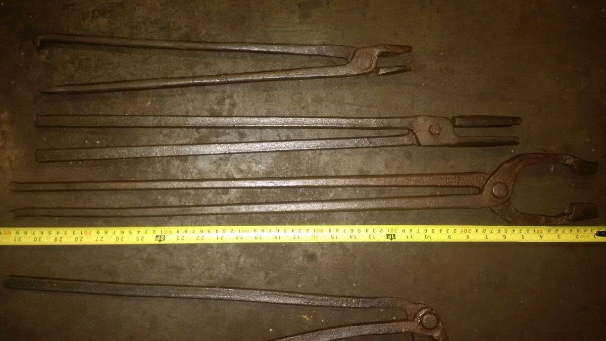 Forging tongs set of 5 units of various sizes