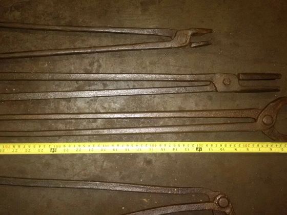 Forging tongs set of 5 units of various sizes