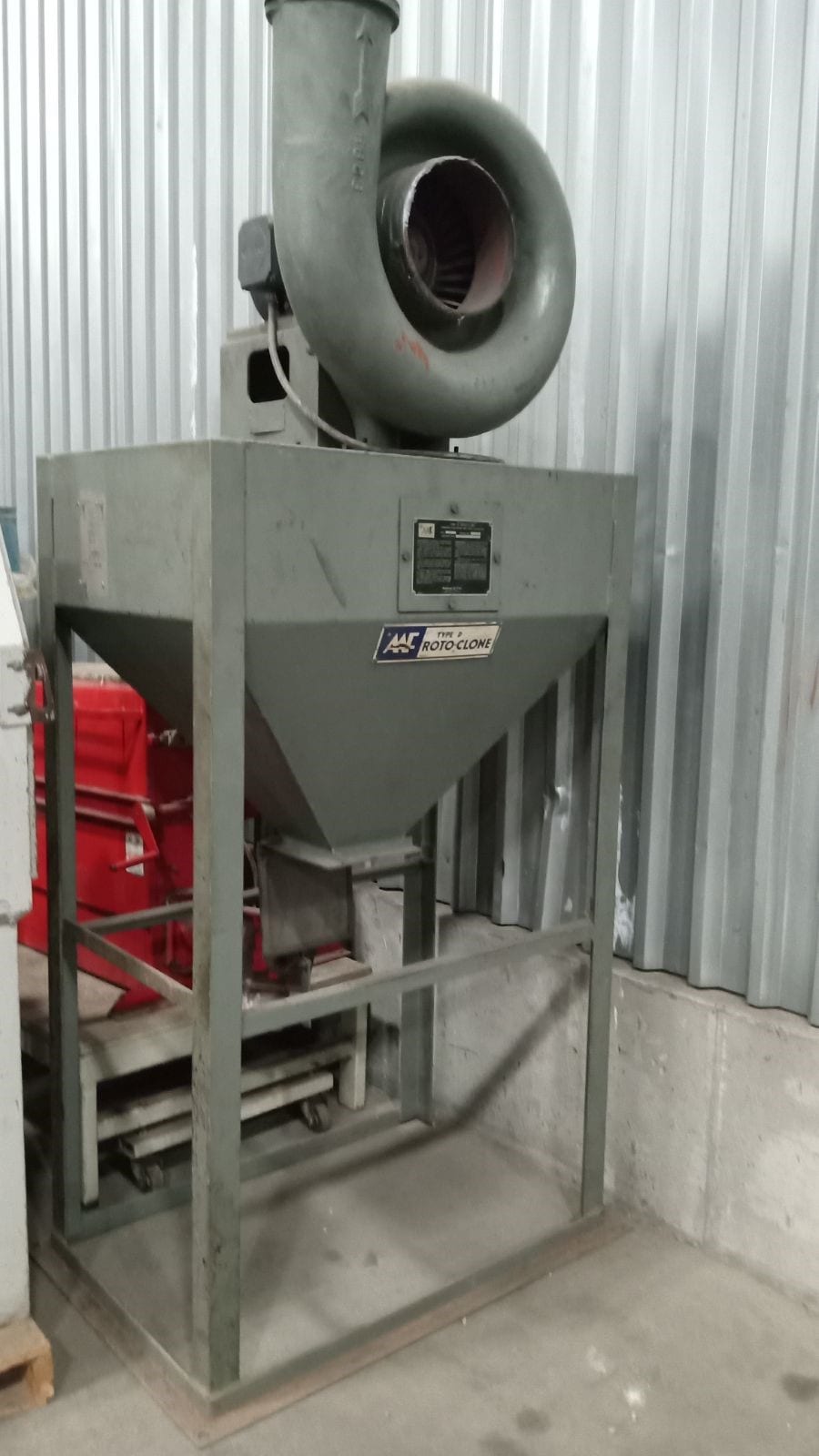 AAF Type D Roto-Clone Exhauster / Dust Collector Cyclone Size 10 Hopper type F