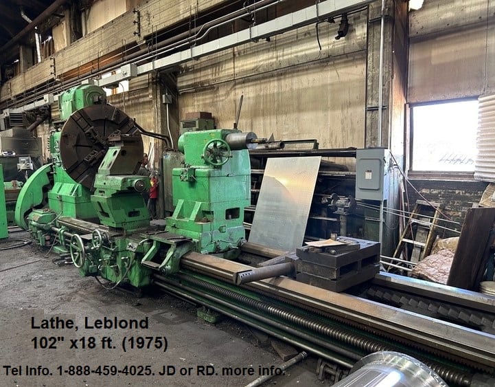 102” x 18’ centers, LEBLOND, Engine Lathe