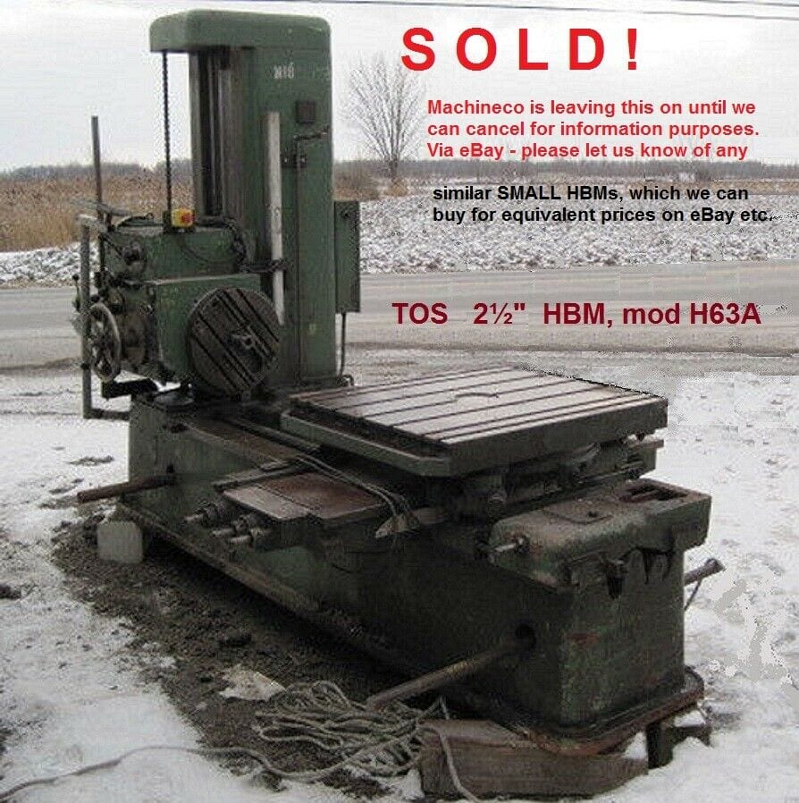 TOS 2-1/2 inch Horizontal Table Boring Mill, facing head, tailstock.H63A