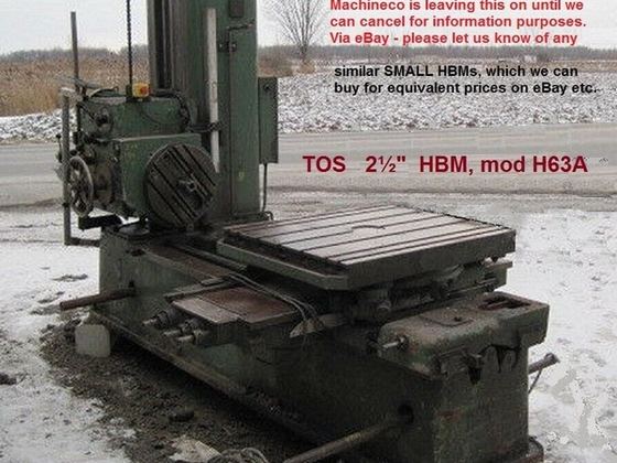 TOS 2-1/2 inch Horizontal Table Boring Mill, facing head, tailstock.H63A