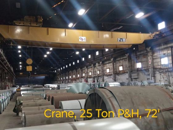 25 Ton x 72' span Overhead Crane, P&H (3 cranes, 25 and 30 tons, available)