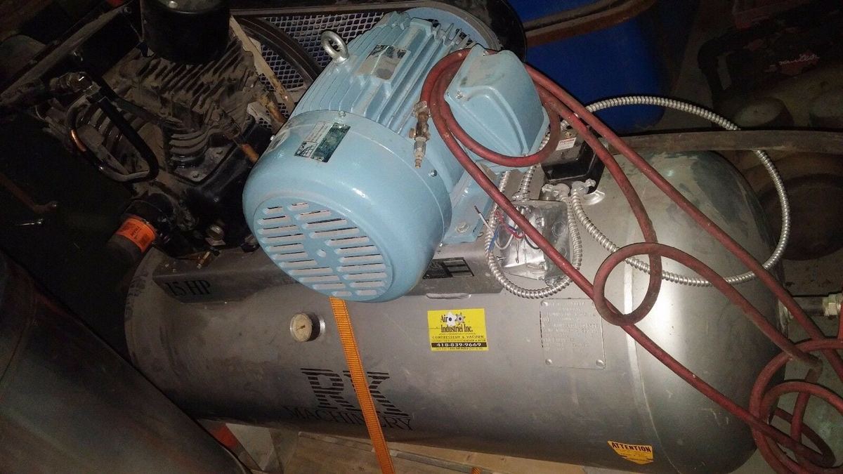 15 HP Air Compressor, 60 CFM, 2-Stage,120 gal. hor. tank-mtd, I-R, G-D, Sullair