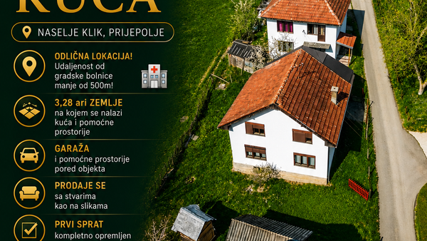 KUĆA SA 3.28 ara PLACA | 500 m OD BOLNICE - NASELJE KLIK