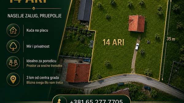 KUĆA SA 14 ari PLACA | ZALUG - PRIJEPOLJE