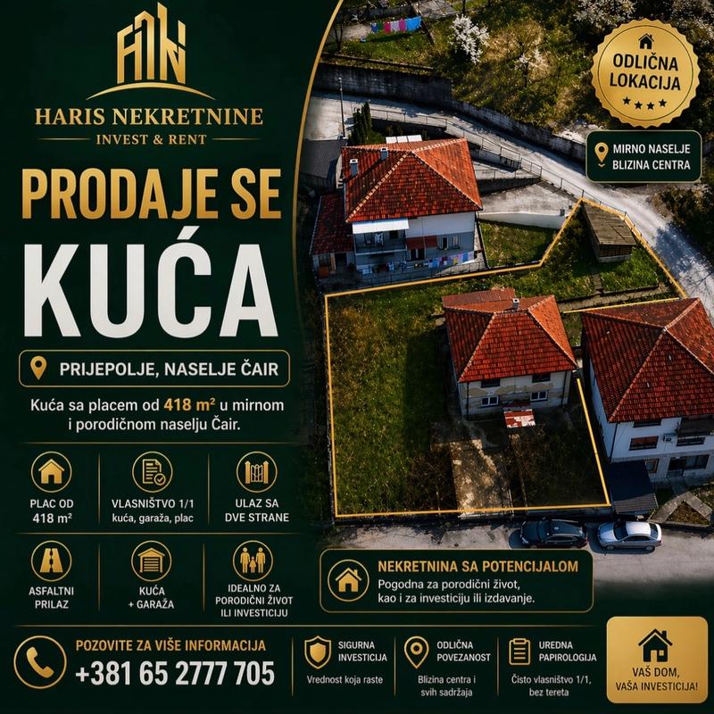 KUĆA SA 418 m2 PLACA | ČAIR - PRIJEPOLJE