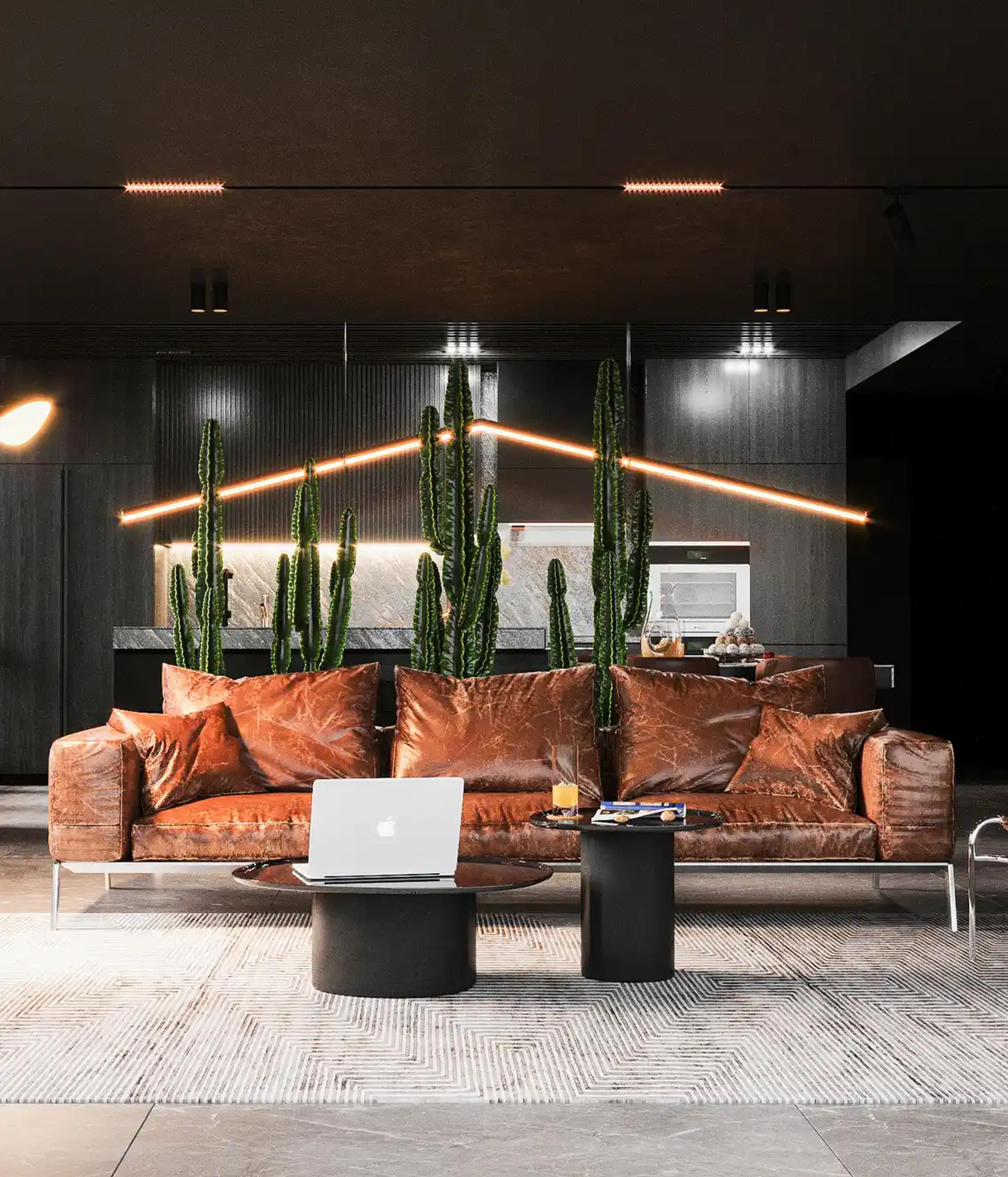 Interior design of a modern apartment in Didi Digomi | Dark style