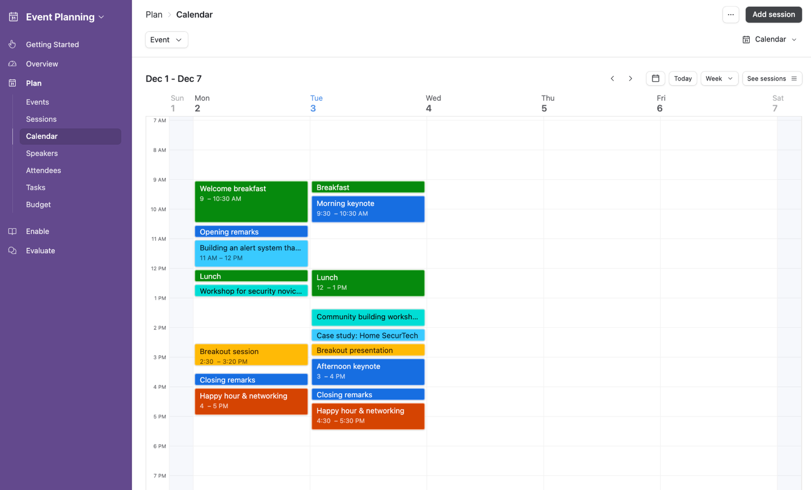 event planning template