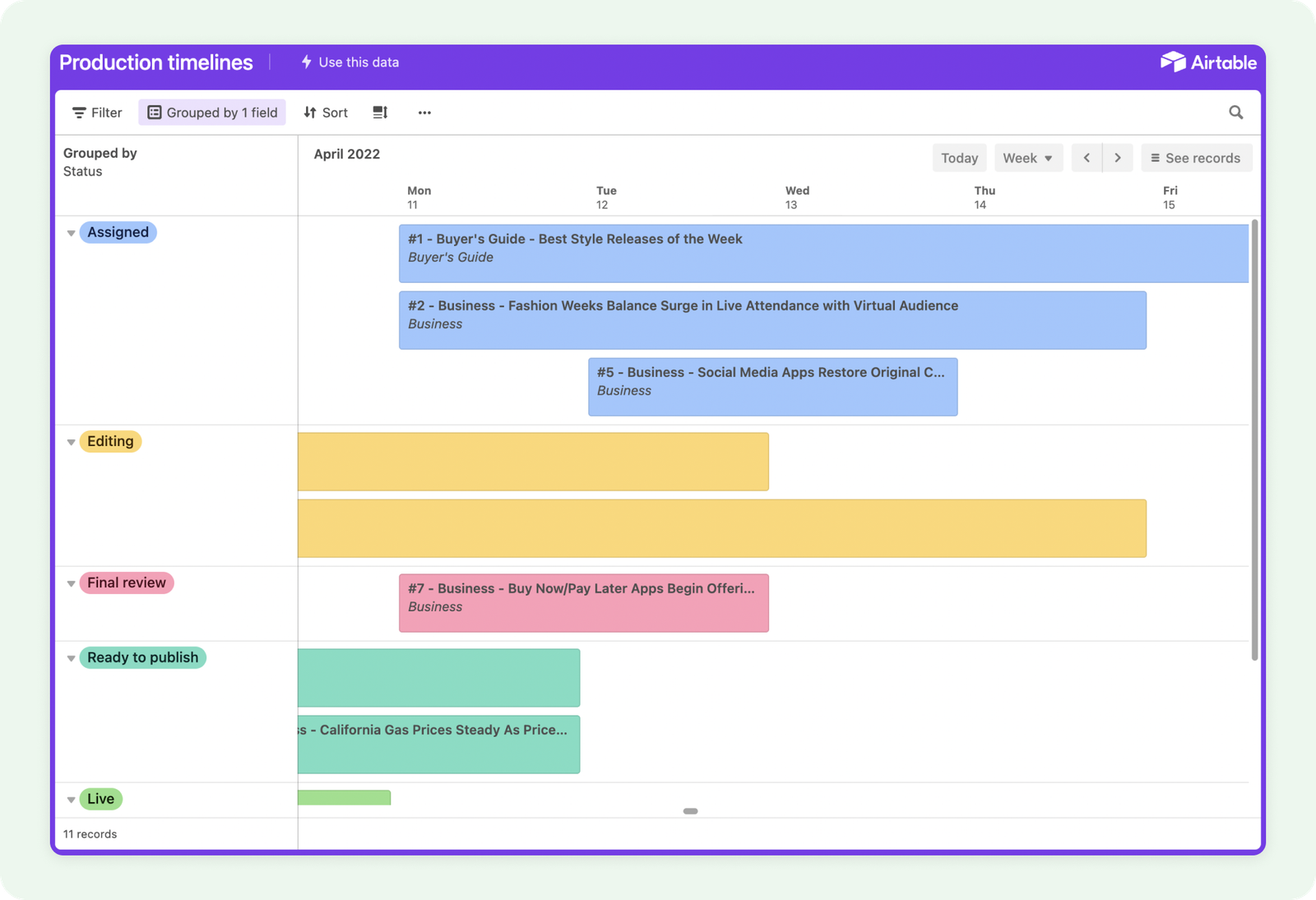 17.2 Production timelines shared view