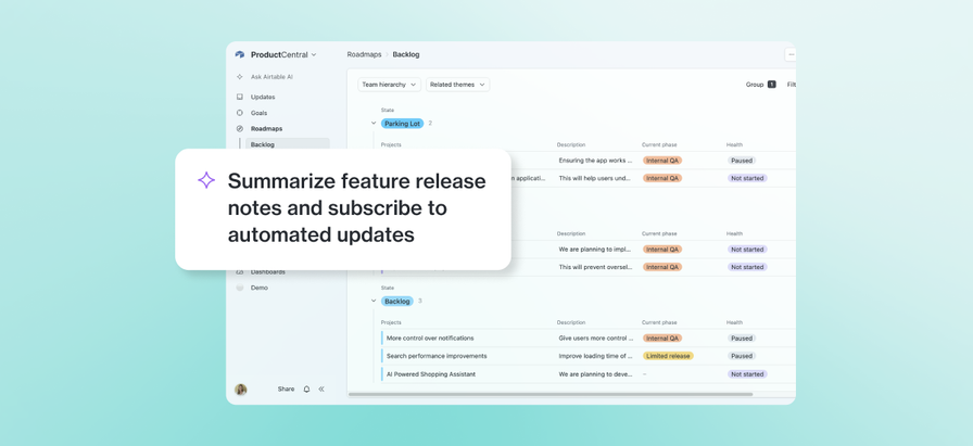 AI product roadmap template