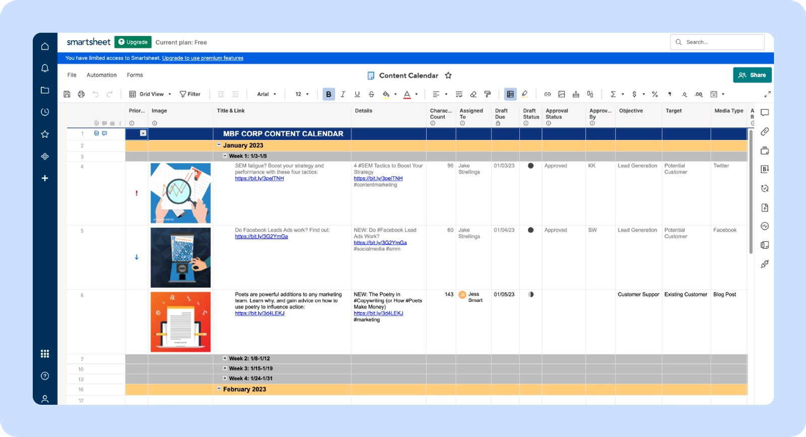 3. Smartsheet (screenshot)