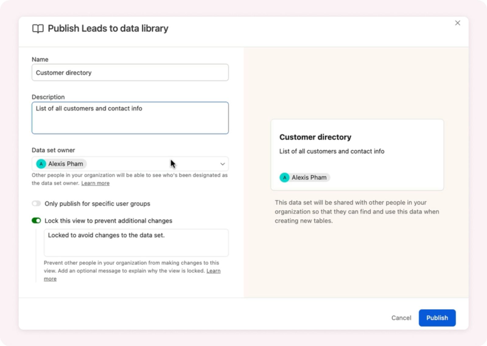 Publish details