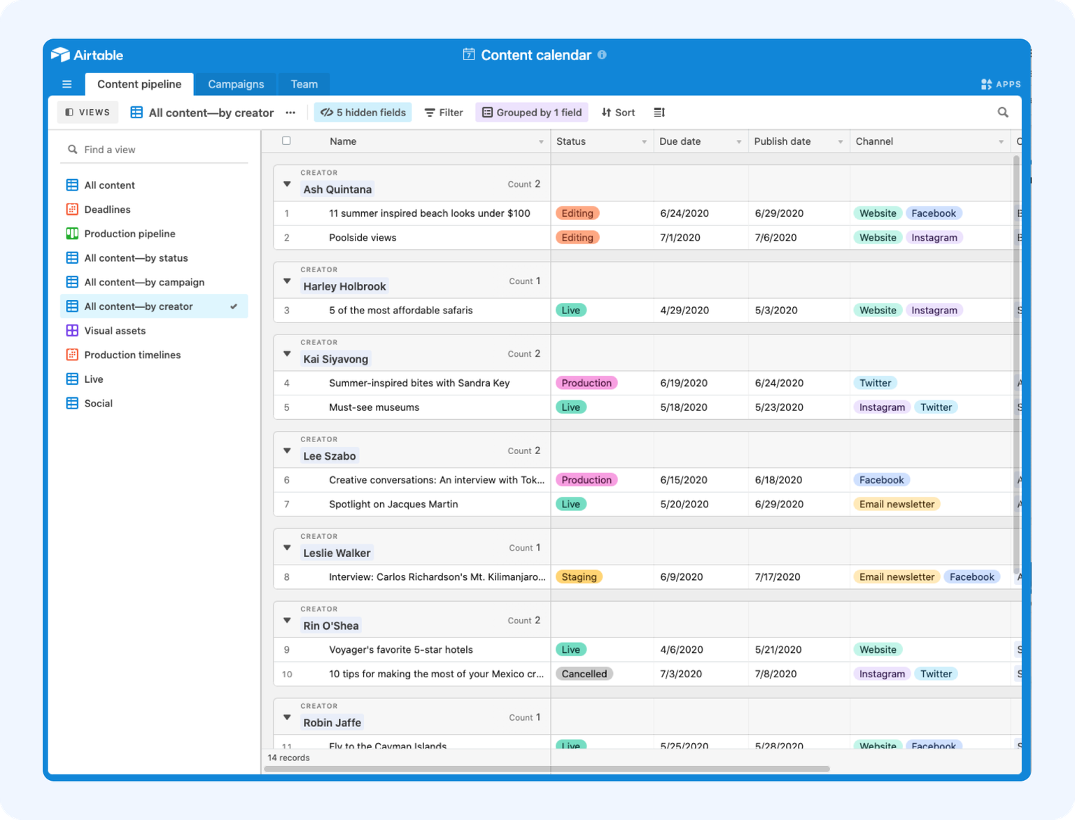 How to Create a Social Media Content Calendar | Airtable