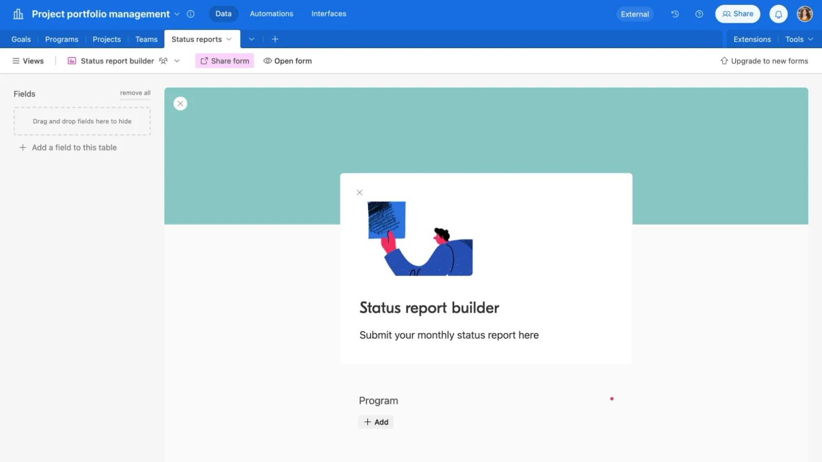 Project portfolio management template