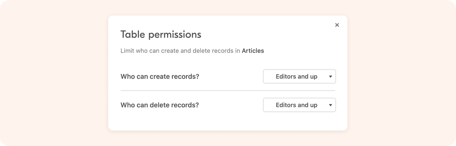 24.2 Table permissions dialog
