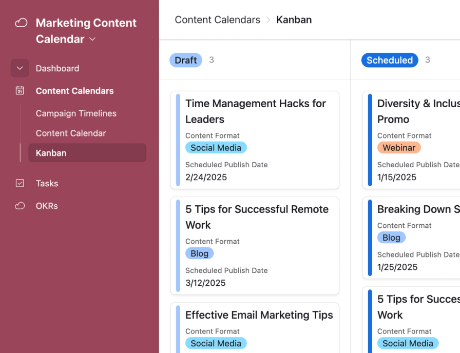 AI content calendar template