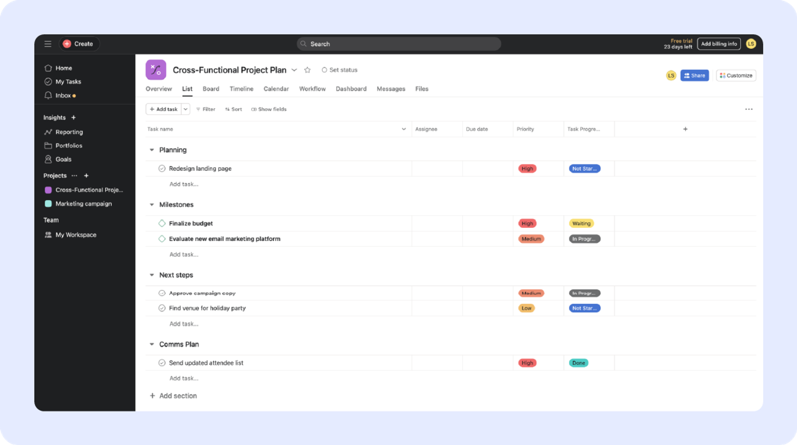 4. Asana (screenshot)