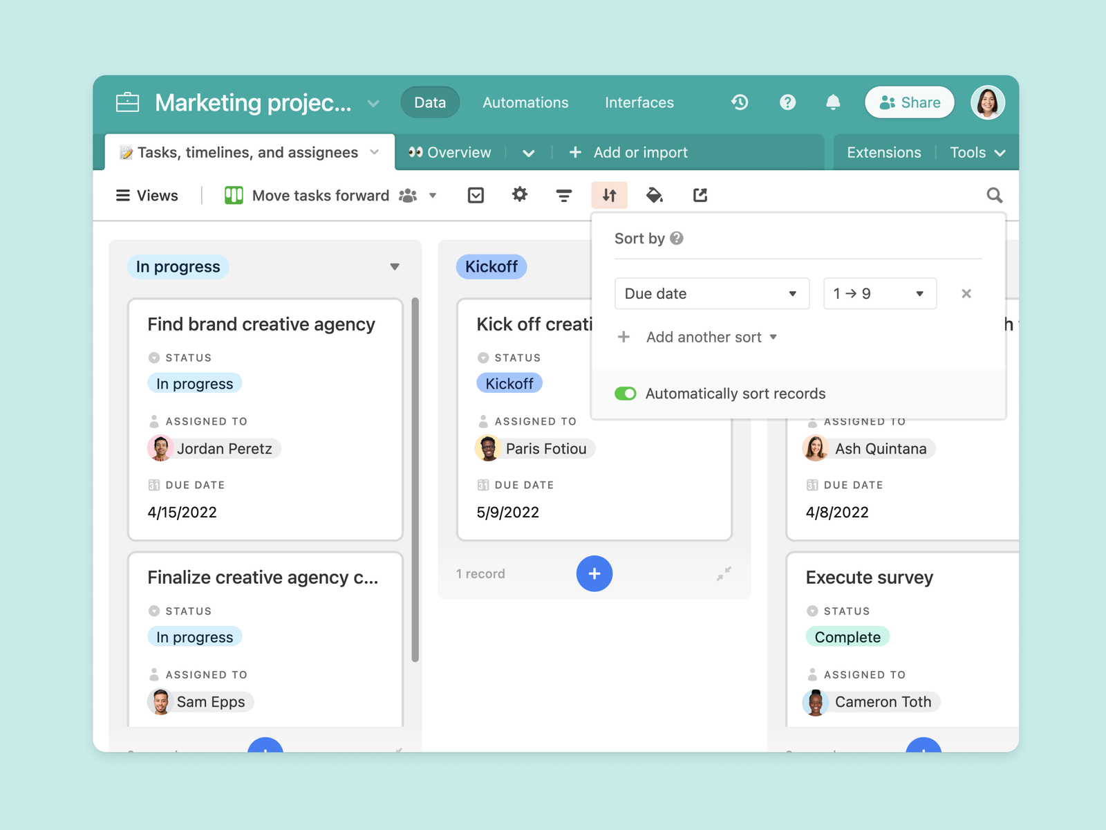 Filter and sort by custom fields